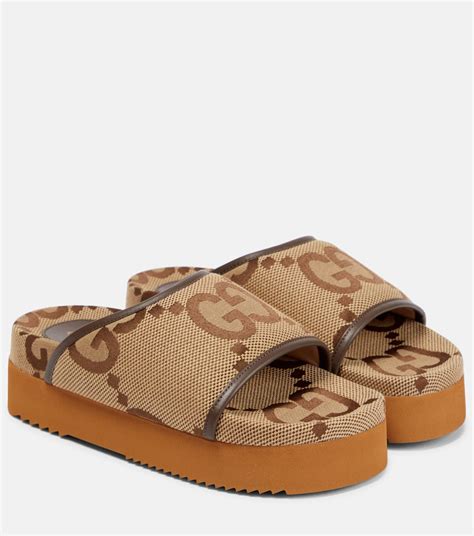 gucci women's jumbo gg platform slide sandal|Gucci denim platform sandals.